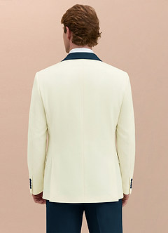 front Adrian Dark Navy Shawl Lapel Structured Stretch Tuxedo Jacket