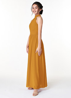 Azazie Iman Junior Butterscotch A-Line Pleated Chiffon Dress image5