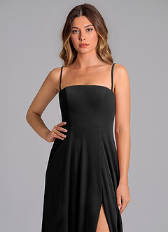 Azazie Wren Jurken voor bruidsmeisjes Jurk van flueel met A-Lijn Strapless Zwart image2