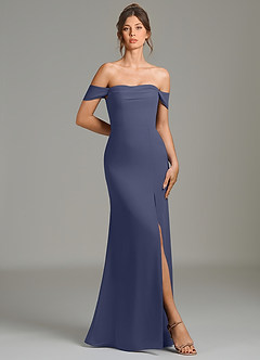 Azazie Charmaine Bridesmaid Dresses Stormy A-Line Off the Shoulder Chiffon Dress image1