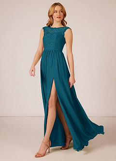 Azazie Arden Bridesmaid Dresses A-Line Chiffon Floor-Length Dress with Pockets image3