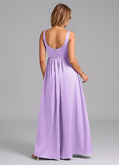 Azazie Keyla Abiti da Damigella Abito A-Line in Raso Elasticizzato Plissettato Lilla image4