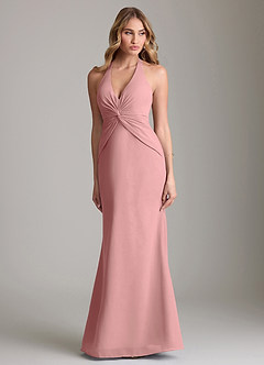 Azazie Valerie Bridesmaid Dresses Dusty Rose Mermaid Pleated Chiffon Dress image1