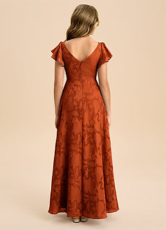 Azazie Omari Junior Paprika A-Line Pleated Floral Burnout Dress image2