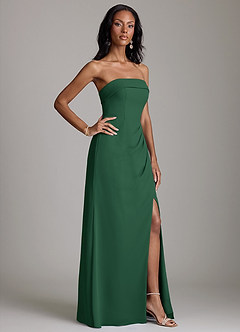 Azazie Aretha Bridesmaid Dresses Dark Green A-Line Strapless Chiffon Dress image5