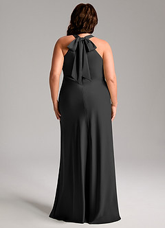 Azazie Doretta Bridesmaid Dresses Black Mermaid Pleated Stretch Satin Dress image10
