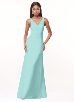 Azazie Nala Bridesmaid Dresses Aqua A-Line Pleated Chiffon Dress image1