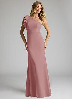 Azazie Rinna Bridesmaid Dresses Dusty Rose Mermaid One Shoulder Stretch Crepe Dress image3
