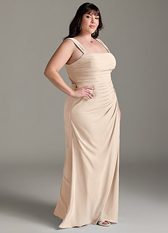 Azazie Jesaphine Bridesmaid Dresses White Alabaster Sheath Bow Chiffon Dress image10
