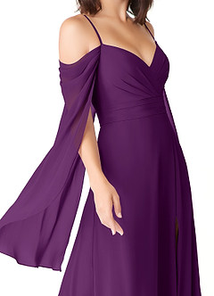 Azazie Cienna Robes de demoiselle d'honneur Robe Trapèze en Mousseline de soie Épaule décolletée Grain De Raisin image6