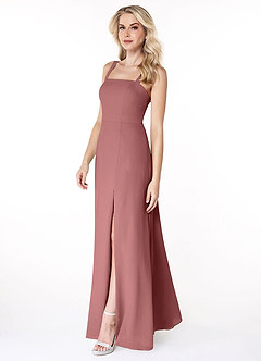 Azazie Jay Bridesmaid Dresses Amethyst A-Line Square Neckline Side Slit Chiffon Dress image4