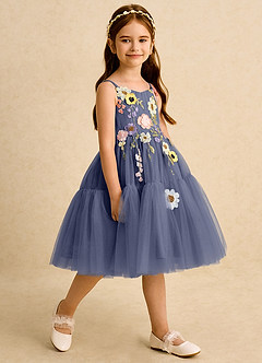 Azazie Osea Blumenmädchenkleider Ballkleid Plissee Tüll Kleid Sturm image5
