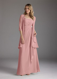 Azazie Weisz Final Sale Dusty Rose A-Line Square Neckline Pleated Chiffon Dress image3