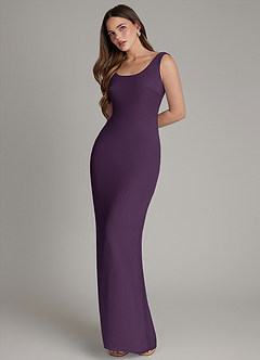 Azazie Hadley Bridesmaid Dresses Plum Mermaid Pleated Chiffon Dress image3