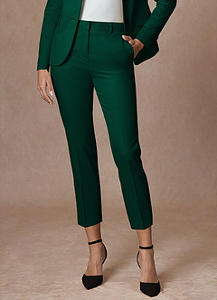 Whitney Emerald Structured Stretch Cropped Dress Pants