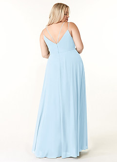 Azazie Janine Bridesmaid Dresses Sky Blue A-Line V-Neck Chiffon Dress image7