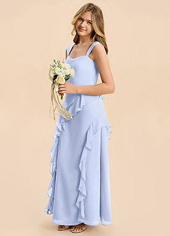 Azazie Sloane Junior A-Linie Herzausschnitt Chiffon Kleid Eis image5