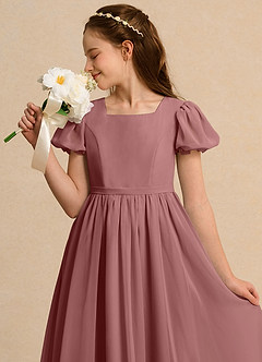 Azazie Joss Flower Girl Dresses Desert Rose A-Line with Sleeves Chiffon Dress image13