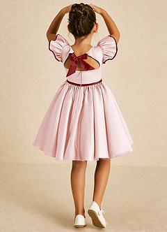 Azazie Sugar Plum vestidos de niña de las flores Vestido de Rosa Rubor Óxido de Satin Mate de Corte En A con Lazo image1