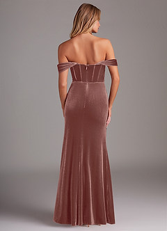 Azazie Jas Bridesmaid Dresses Rustic Rose Sheath Off-The-Shoulder Corset Velvet Convertible Dress image2