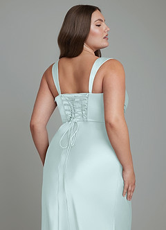 Azazie Agustina Bridesmaid Dresses Sea Glass Mermaid Corset Stretch Satin Dress image13