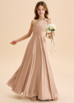 Azazie Charlize Junior Klä av A-Line i Stretch Satin Plisserad image4