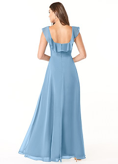 Azazie Jinny Bridesmaid Dresses Steel Blue A-Line Square Neckline Ruched Chiffon Dress image4