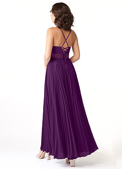 Azazie Devyn Bridesmaid Dresses Grape A-Line Corset Chiffon Dress image4