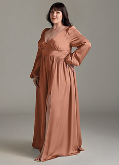 Azazie Norah Brautjungfernkleider A-Linie Stretch-Satin Kleid Bronzer image11