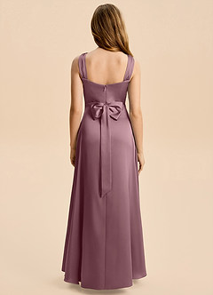 Azazie Kiki Junior Amethyst A-Line Bow Stretch Satin Dress image2