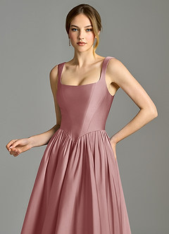 Azazie Verina Bridesmaid Dresses Dusty Rose A-Line Pleated Stretch Satin Dress image2