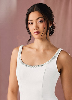 Emily White Beaded Scoop Midi Dress image5