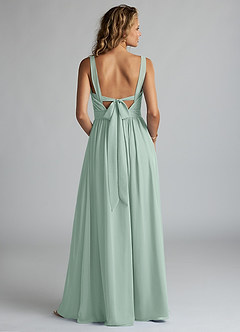 Azazie Aziza Bridesmaid Dresses Agave A-Line V-Neck Pleated Chiffon Dress image4