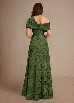 Azazie Milton Abiti per la Madre della Sposa Abito A-Line in Burnout Floreale Plissettato Oliva image2