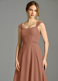 Azazie Oasis Bridesmaid Dresses Bronzer A-Line with Pockets Chiffon Dress image3