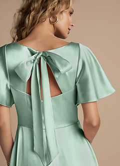Azazie Kimber Brudtärnklänningar Klänning av A-Line i Metallisk satin Ruched Agave image2