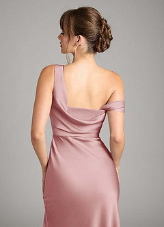 Azazie Madelyn Brautjungfernkleider Wandelbar Meerjungfrau-Linie One-Shoulder Stretch-Satin Kleid Altrosa image7