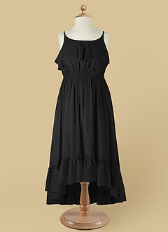Azazie Karmen Flower Girl Dresses Black A-Line Ruched Chiffon Dress image9