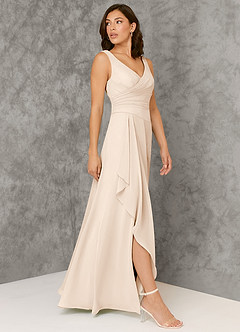 Azazie Kori Final Sale White Alabaster A-Line Pleated Chiffon Dress image3