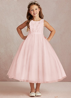 Azazie Calla Flower Girl Dresses Blushing Pink Ball-Gown Lace Tulle Dress image2