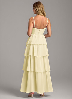 Azazie Alanna Robes de demoiselle d'honneur Robe Trapèze en Mousseline de soie Encolure en Forme de Cœur Sorbet Citron image7