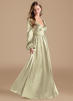 Azazie Norah Final Sale Auburn A-Line Metallic Satin Dress image4