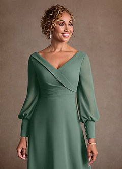 Azazie Paterson Mother of the Bride Dresses Eucalyptus A-Line Pleated Chiffon Dress image6