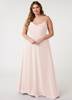 Azazie Daenerys Bridesmaid Dresses Rose Petal A-Line Cowl Chiffon Dress image8