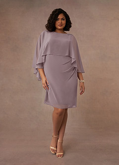 Azazie Mirra Mère de la mariée Robes Robe Fourreau en Mousseline de soie Col rond plissé Crépuscule image7