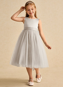 Azazie Winnie Flower Girl Dresses Frost Ball-Gown Bow Tulle Dress image4