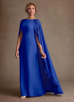 Azazie Artemisia Mère de la mariée Robes Robe Fourreau en Mousseline de soie Dentelle Bleu Roi image4