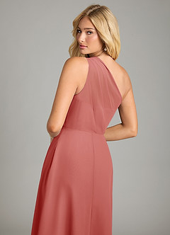 Azazie Phaedra Jurken voor bruidsmeisjes Jurk van Chiffon met A-Lijn One-Shoulder Antieke Roos image6