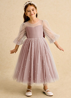 Azazie Trudy Flower Girl Dresses Cedar Rose Ball-Gown Sweetheart Neckline Tulle Dress image3