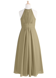 Azazie Bonnie Junior Moss Green A-Line Pleated Chiffon Dress image6